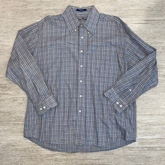 Alan Flusser Other - Men’s Alan Flusser Long Sleeve Plaid Button Down Shirt Size XL Gray